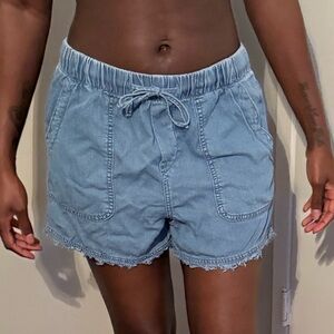 High Waist Denim Shorts in Light Blue
